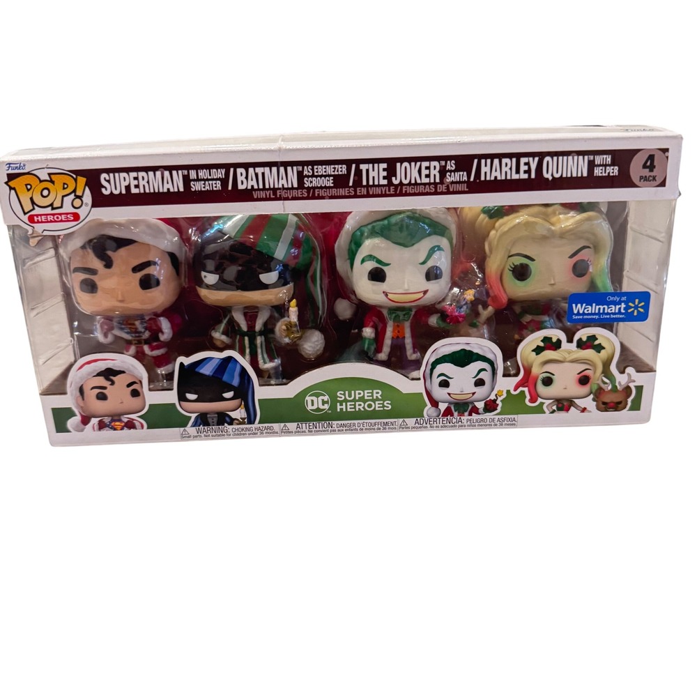 Funko Pop DC Super Heroes Holiday 4 Pack Superman Batman Joker Harley Quinn‎ NIB